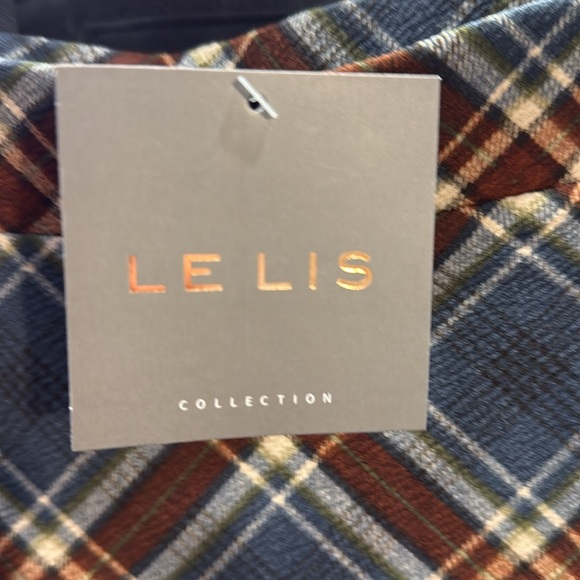 LE LIS Maura Blue Plaid Skirt with Zip Pocket Detail-XL - Picture 3 of 3